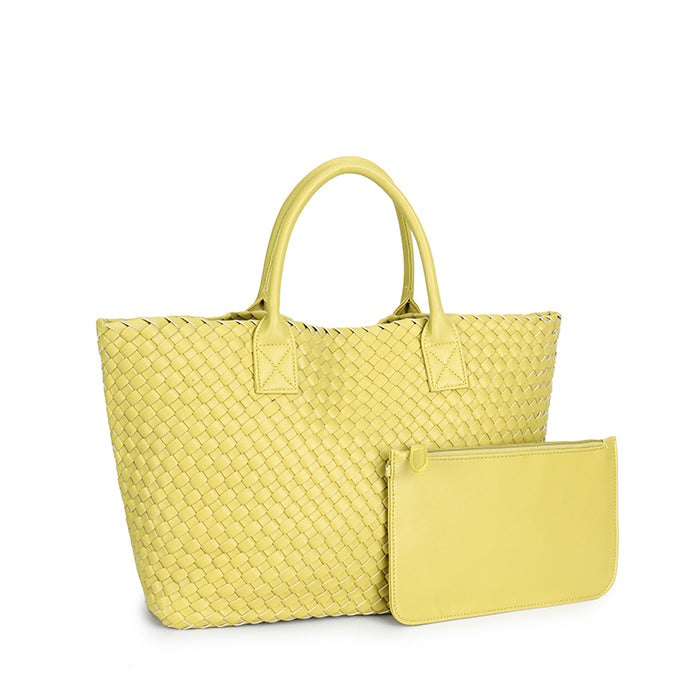 BELLO WOVEN TOTE CHARTREUSE