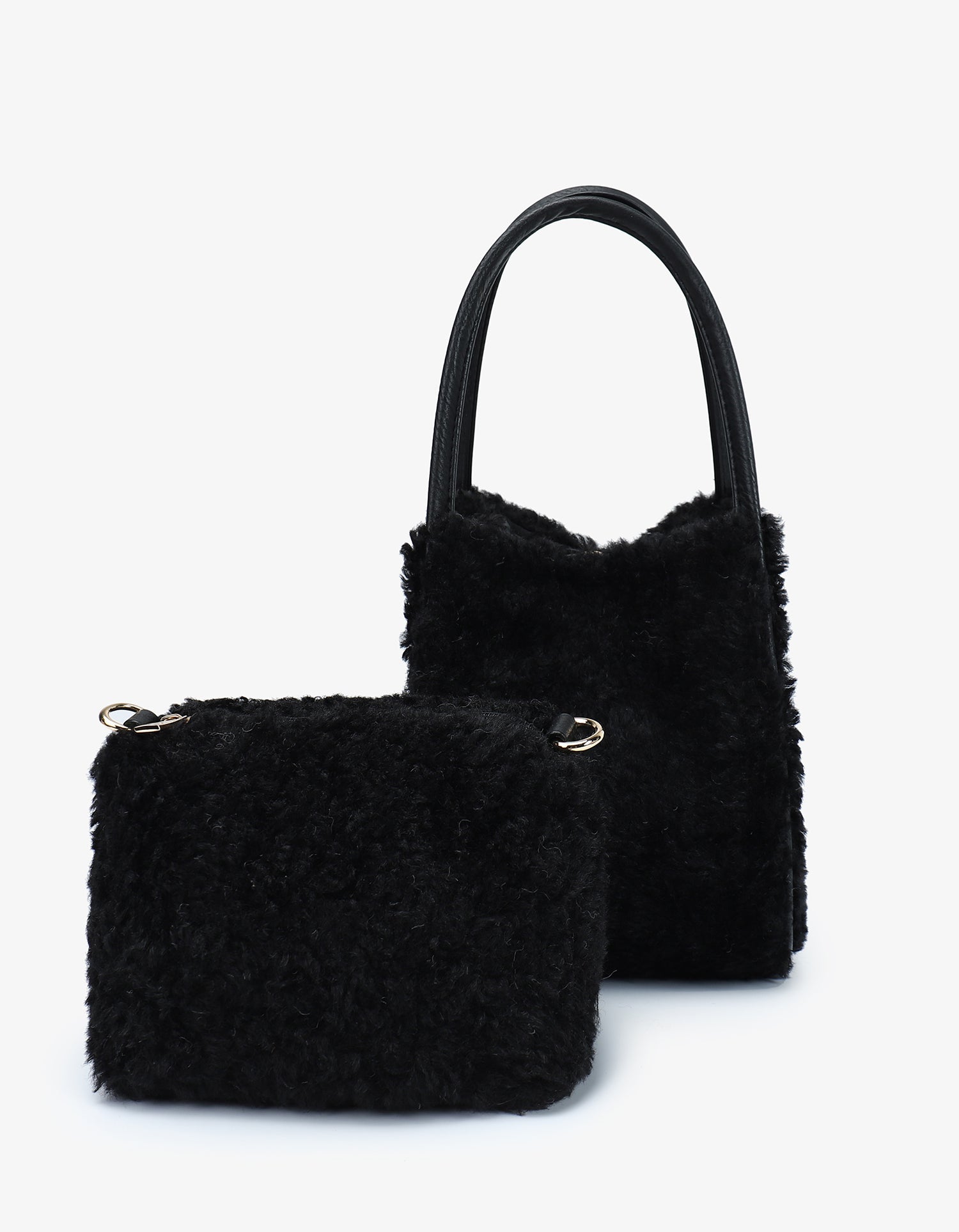 HOLLACE MINI TOTE SHEARLING BLACK - REMI/REID