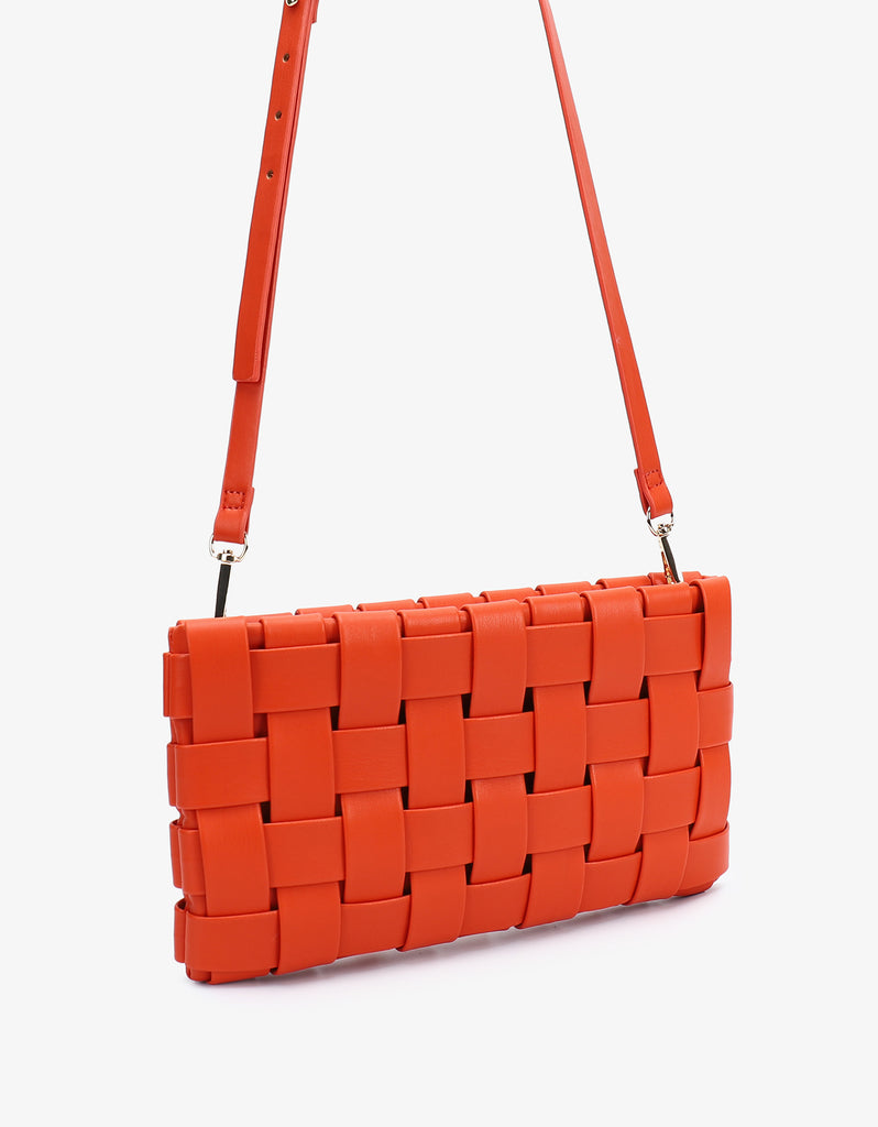 LINDY WOVEN CLUTCH SMALL ORANGE