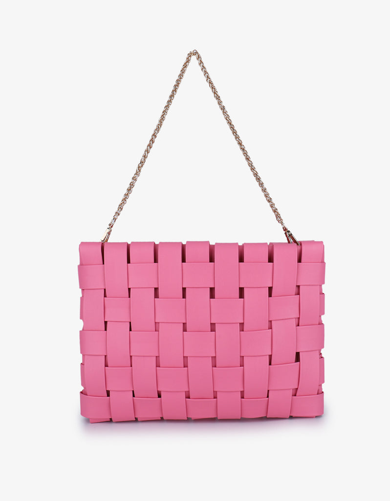 LINDY CLUTCH WOVEN LARGE PINK