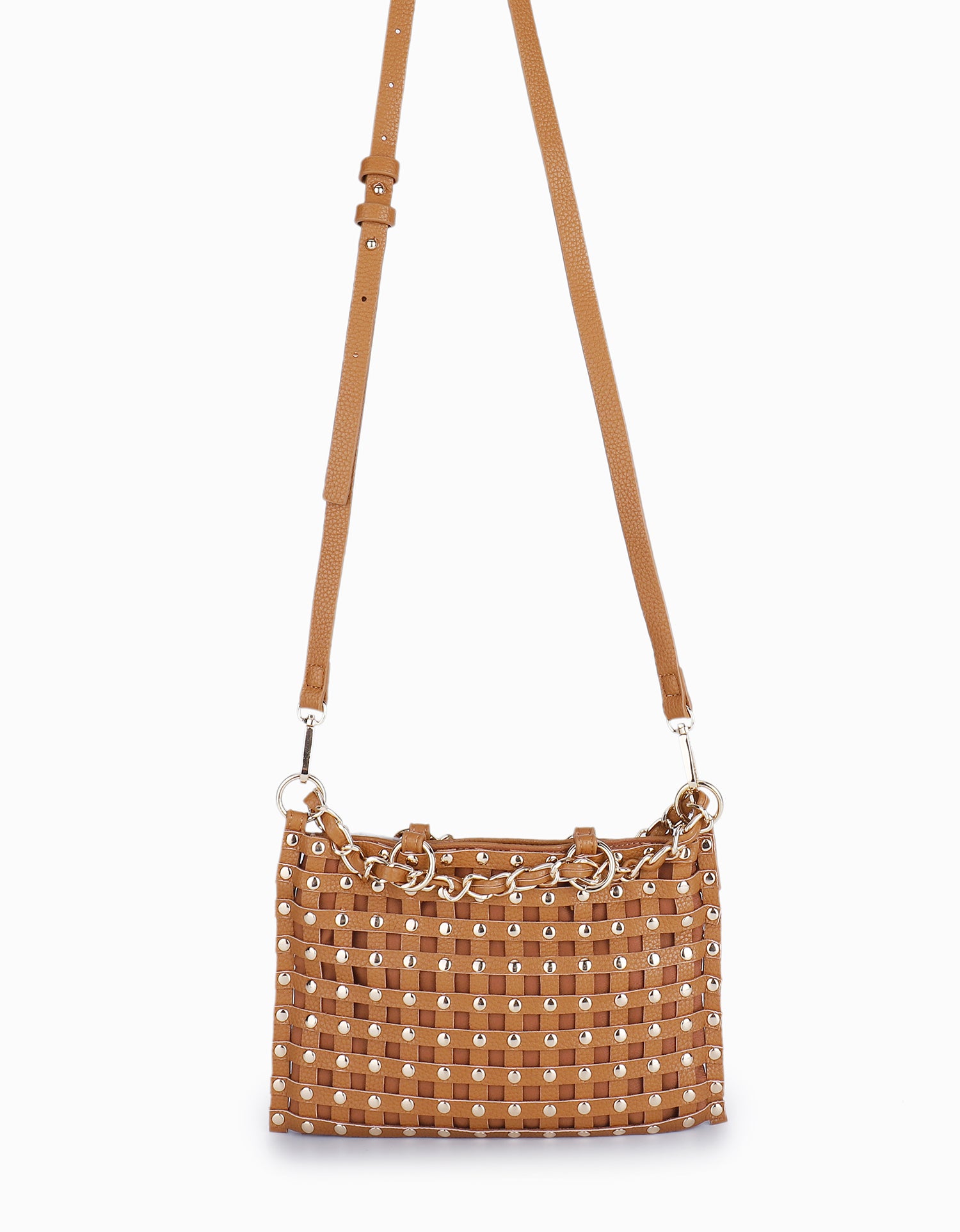 ZOYA STUDDED CROSSBODY BROWN