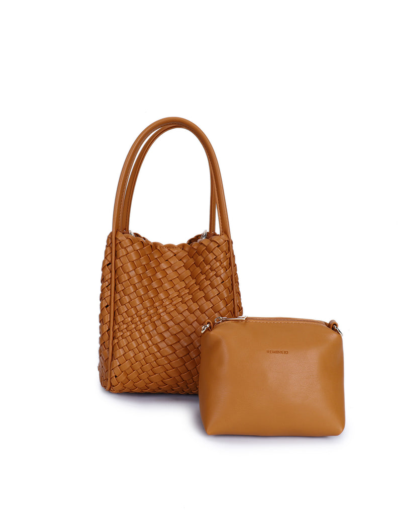 HOLLACE MINI TOTE WOVEN CAMEL