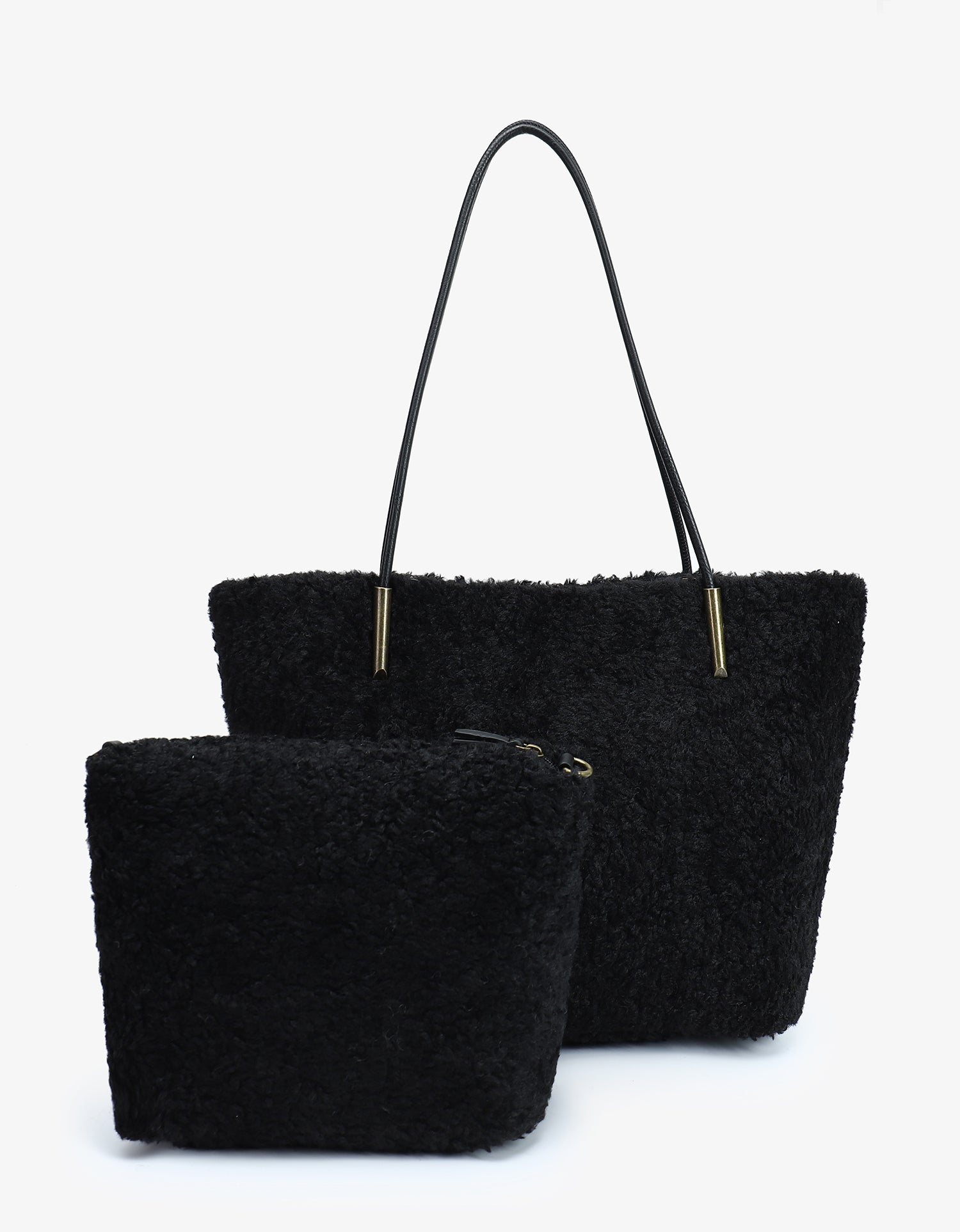 AKIMBO EAST WEST TOTE BAG SHEARLING BLACK