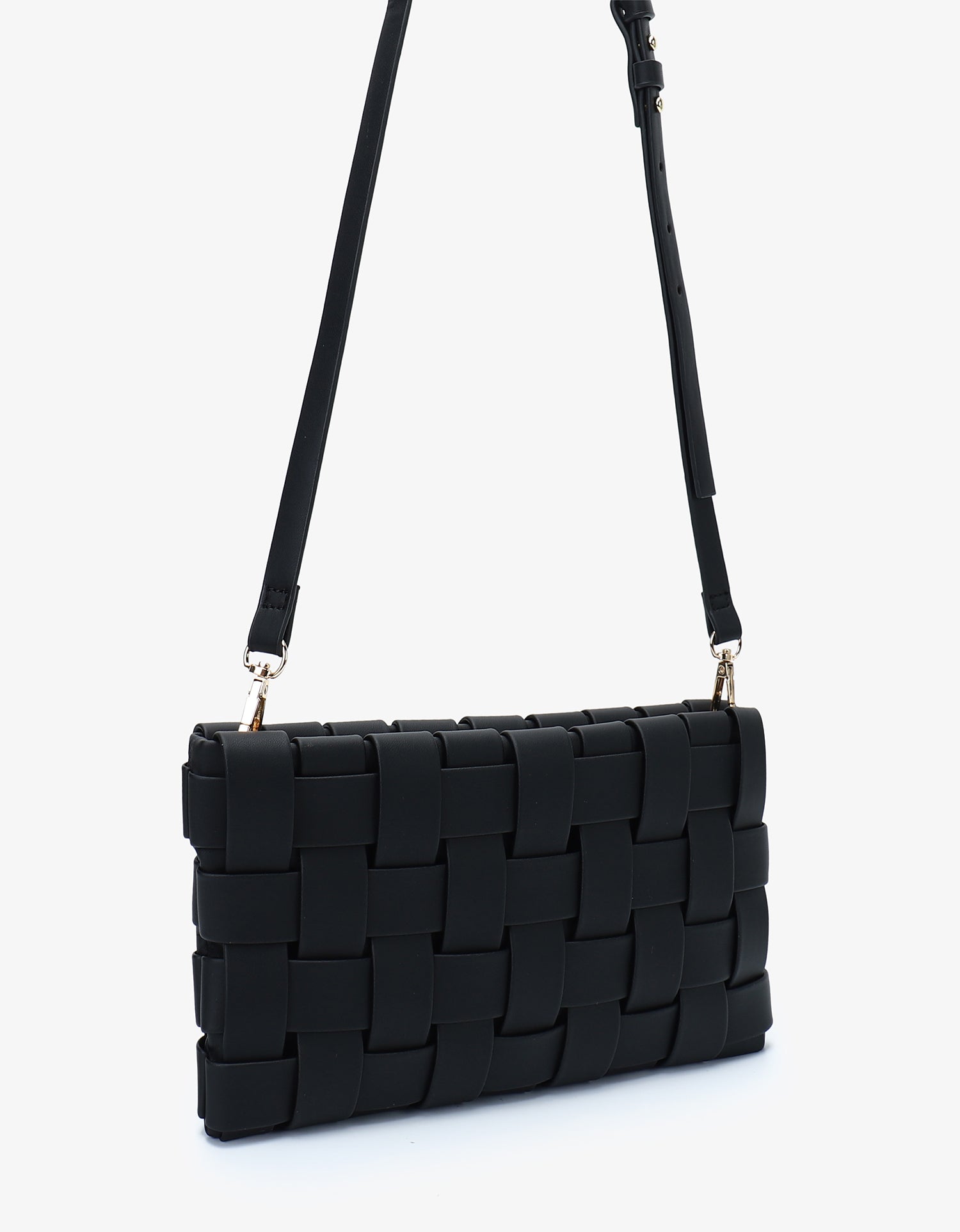 LINDY WOVEN CLUTCH SMALL BLACK